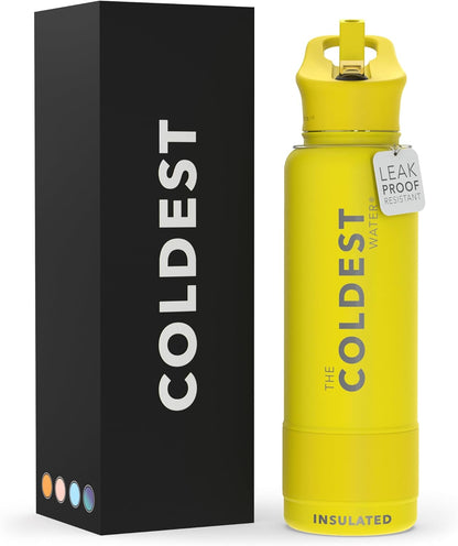 Coldest Insulated Water Bottle with Straw Lid - Stainless Steel Metal Insulated Bottle for Men & Women (Oceanic Green, 32 Oz)