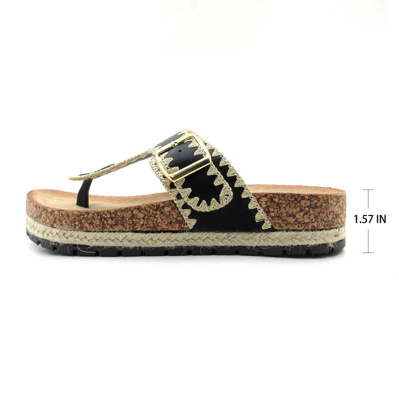 Women'S Casual Elegance Meets Outdoor Adventure Soft Cork Slip-Resistant Sandals