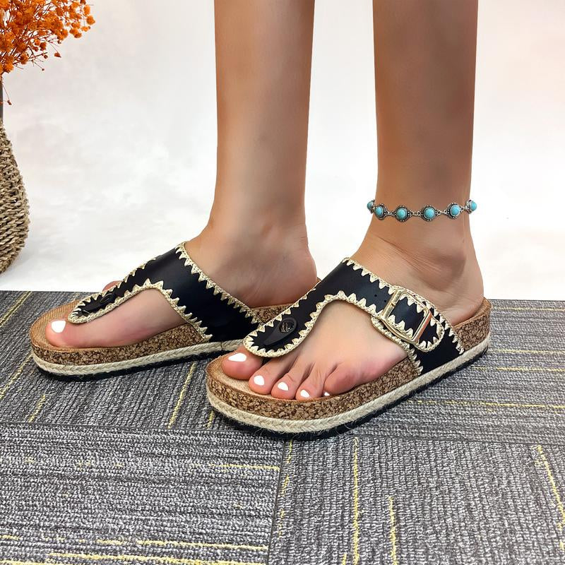 Women'S Casual Elegance Meets Outdoor Adventure Soft Cork Slip-Resistant Sandals