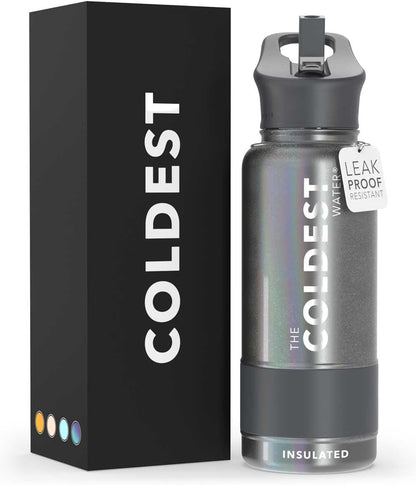 Coldest Insulated Water Bottle with Straw Lid - Stainless Steel Metal Insulated Bottle for Men & Women (Oceanic Green, 32 Oz)