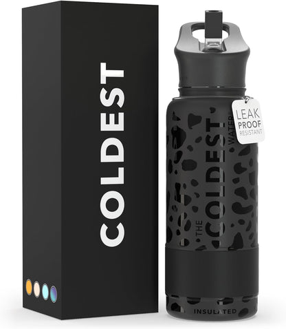 Coldest Insulated Water Bottle with Straw Lid - Stainless Steel Metal Insulated Bottle for Men & Women (Oceanic Green, 32 Oz)