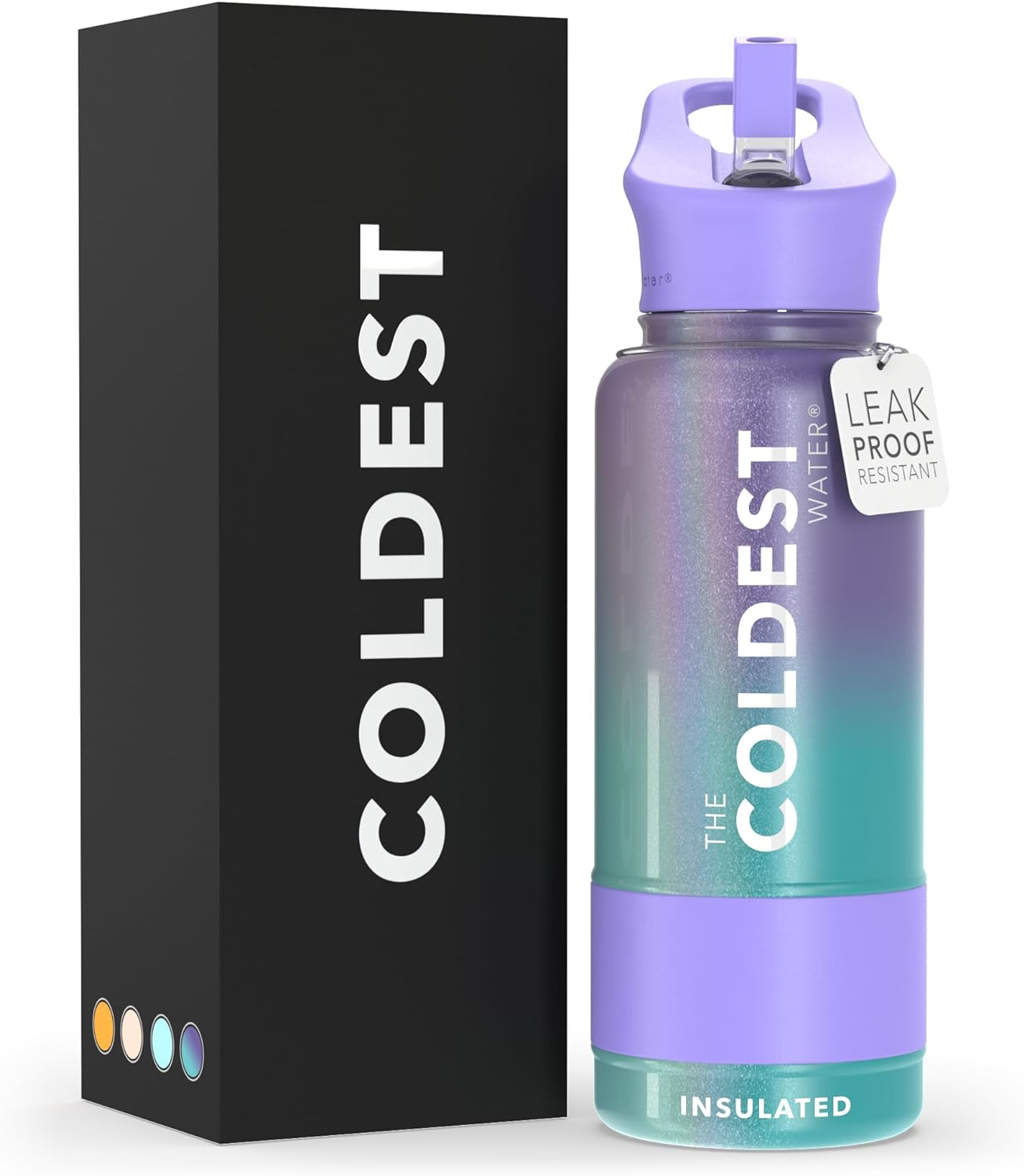 Coldest Insulated Water Bottle with Straw Lid - Stainless Steel Metal Insulated Bottle for Men & Women (Oceanic Green, 32 Oz)