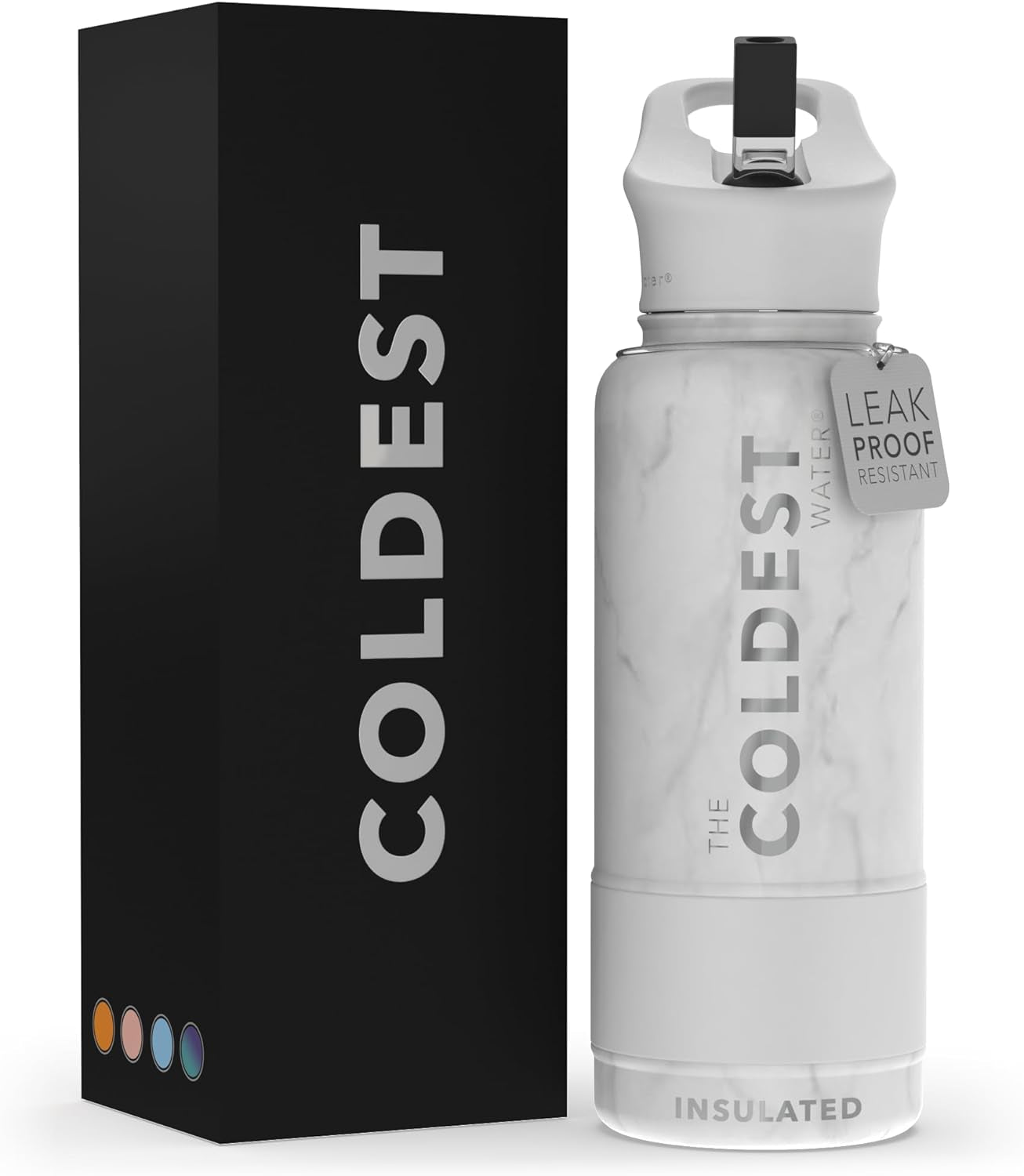 Coldest Insulated Water Bottle with Straw Lid - Stainless Steel Metal Insulated Bottle for Men & Women (Oceanic Green, 32 Oz)