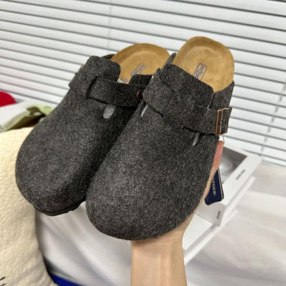 EVELLYHOOTD Women Men round Toe Cork Footbed Clogs Fashion Suede Shoes Slide Outdoor Slippers with Strap Adjustable Flat Buckle Clogs Retro Fashion Walking Shoes Slippers【Size down IF SMALL FEET】