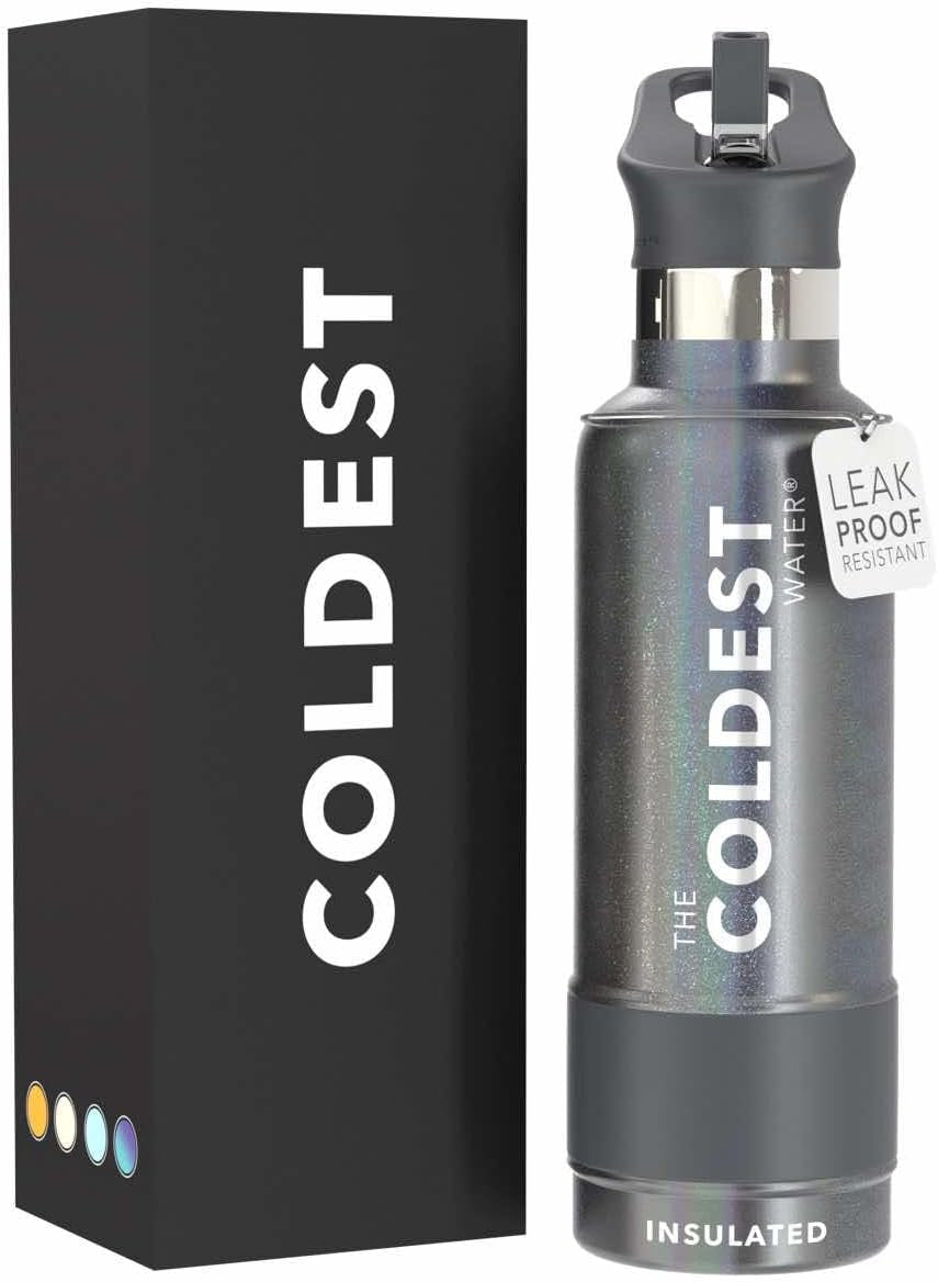 Coldest Insulated Water Bottle with Straw Lid - Stainless Steel Metal Insulated Bottle for Men & Women (Oceanic Green, 32 Oz)