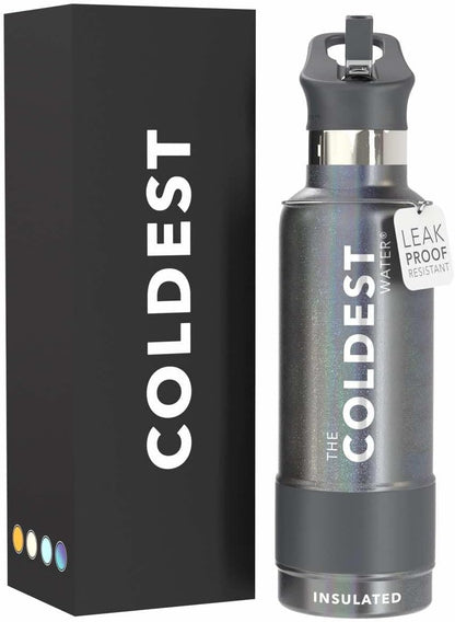 Coldest Insulated Water Bottle with Straw Lid - Stainless Steel Metal Insulated Bottle for Men & Women (Oceanic Green, 32 Oz)