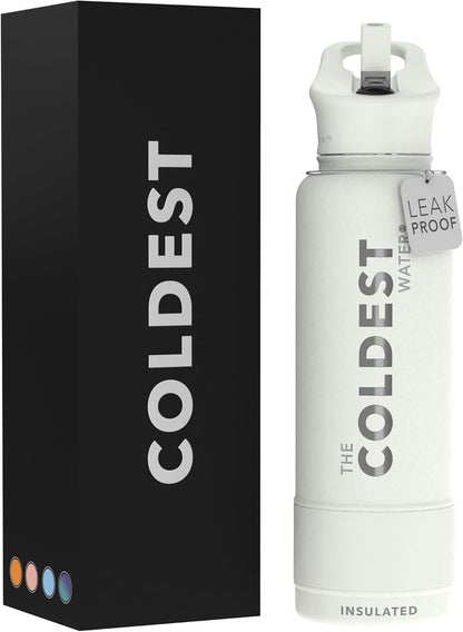 Coldest Insulated Water Bottle with Straw Lid - Stainless Steel Metal Insulated Bottle for Men & Women (Oceanic Green, 32 Oz)