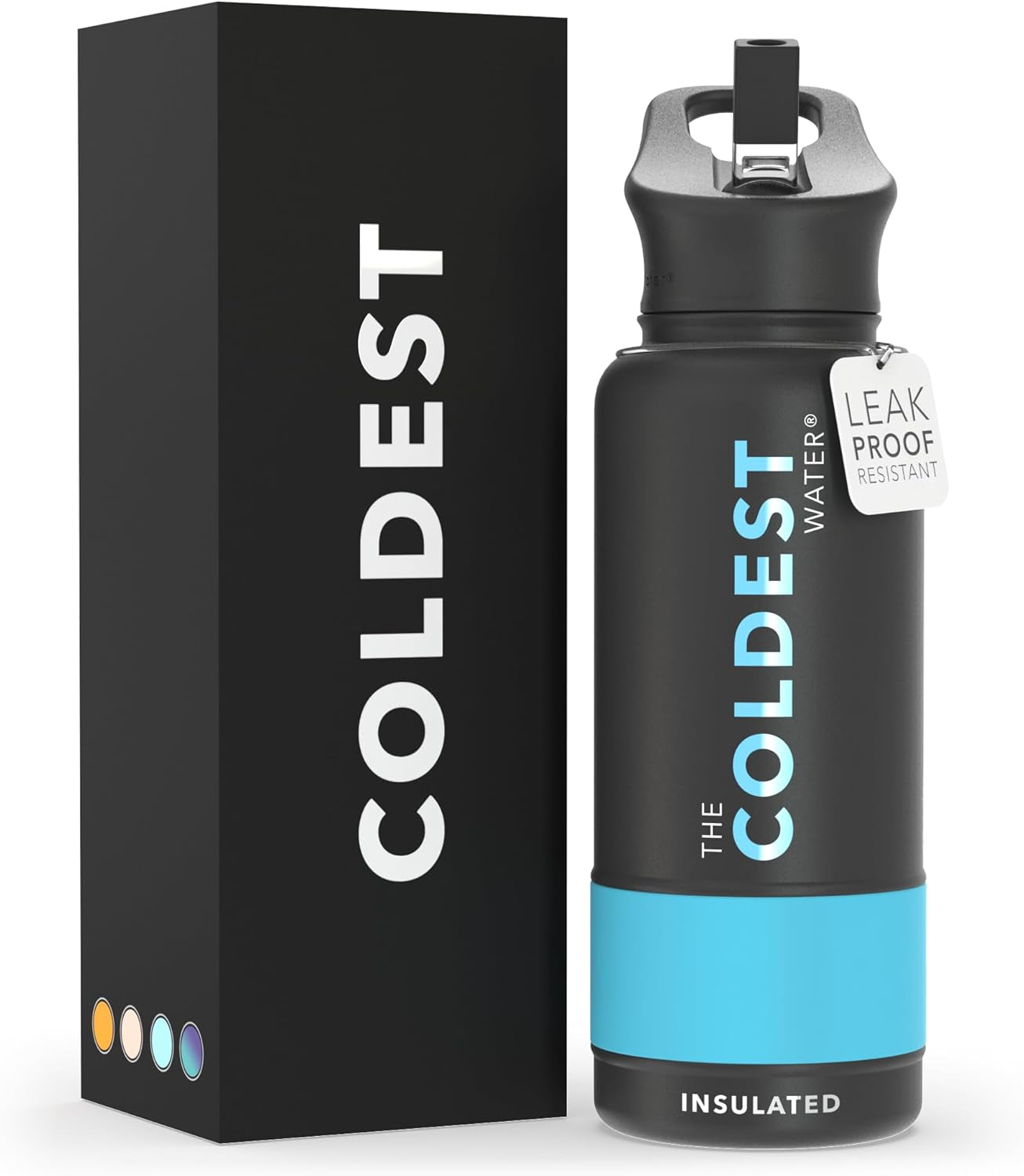 Coldest Insulated Water Bottle with Straw Lid - Stainless Steel Metal Insulated Bottle for Men & Women (Oceanic Green, 32 Oz)