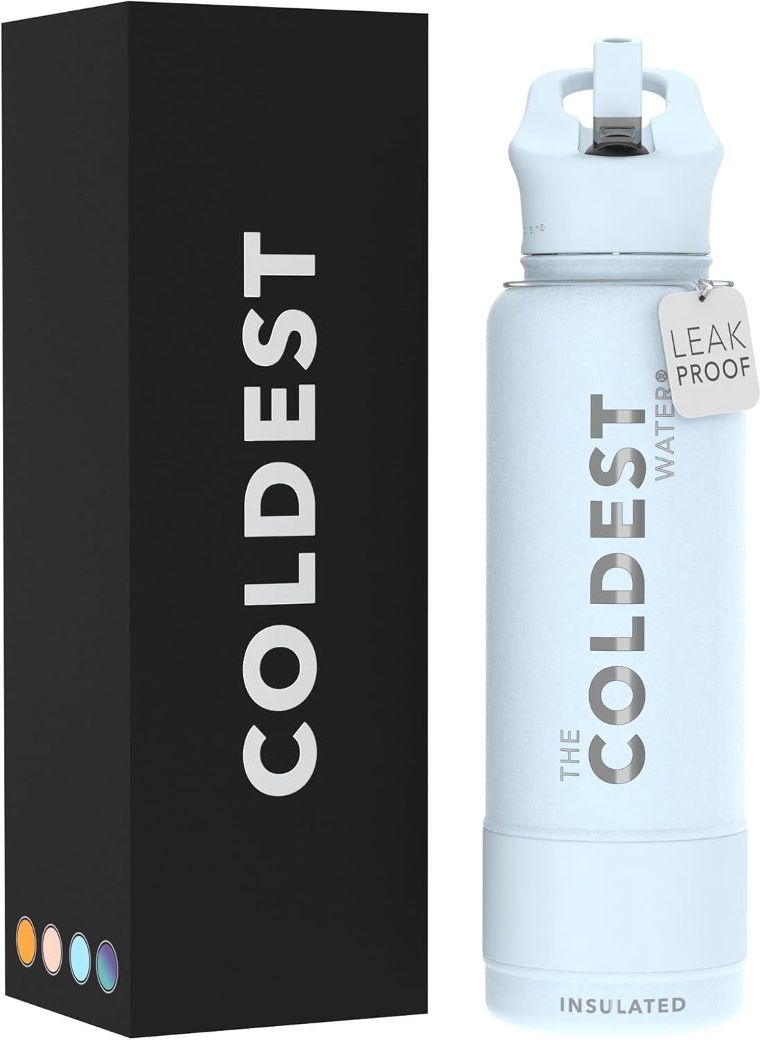 Coldest Insulated Water Bottle with Straw Lid - Stainless Steel Metal Insulated Bottle for Men & Women (Oceanic Green, 32 Oz)