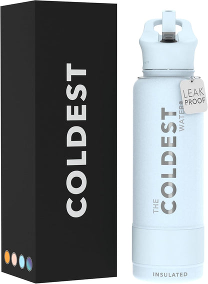 Coldest Insulated Water Bottle with Straw Lid - Stainless Steel Metal Insulated Bottle for Men & Women (Oceanic Green, 32 Oz)