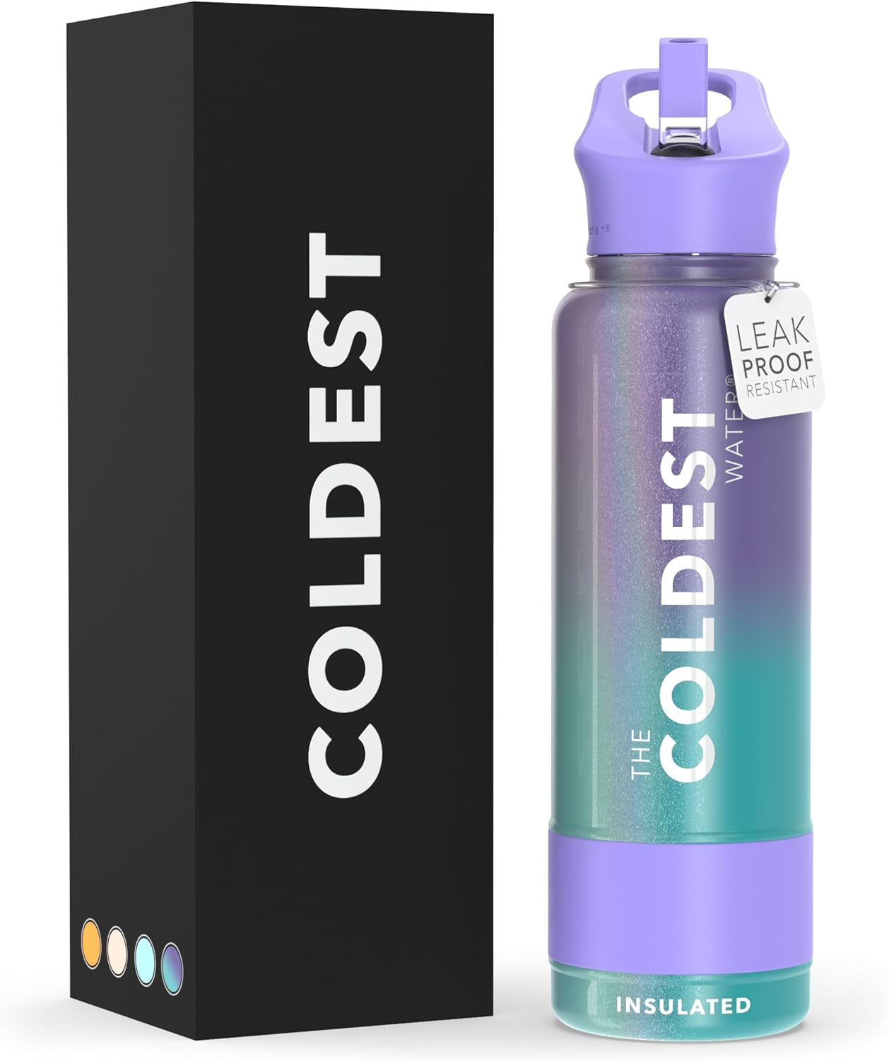 Coldest Insulated Water Bottle with Straw Lid - Stainless Steel Metal Insulated Bottle for Men & Women (Oceanic Green, 32 Oz)