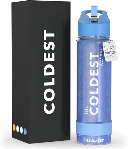 Coldest Insulated Water Bottle with Straw Lid - Stainless Steel Metal Insulated Bottle for Men & Women (Oceanic Green, 32 Oz)