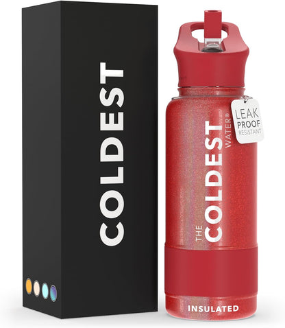 Coldest Insulated Water Bottle with Straw Lid - Stainless Steel Metal Insulated Bottle for Men & Women (Oceanic Green, 32 Oz)