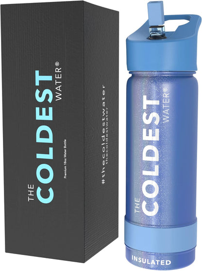 Coldest Insulated Water Bottle with Straw Lid - Stainless Steel Metal Insulated Bottle for Men & Women (Oceanic Green, 32 Oz)