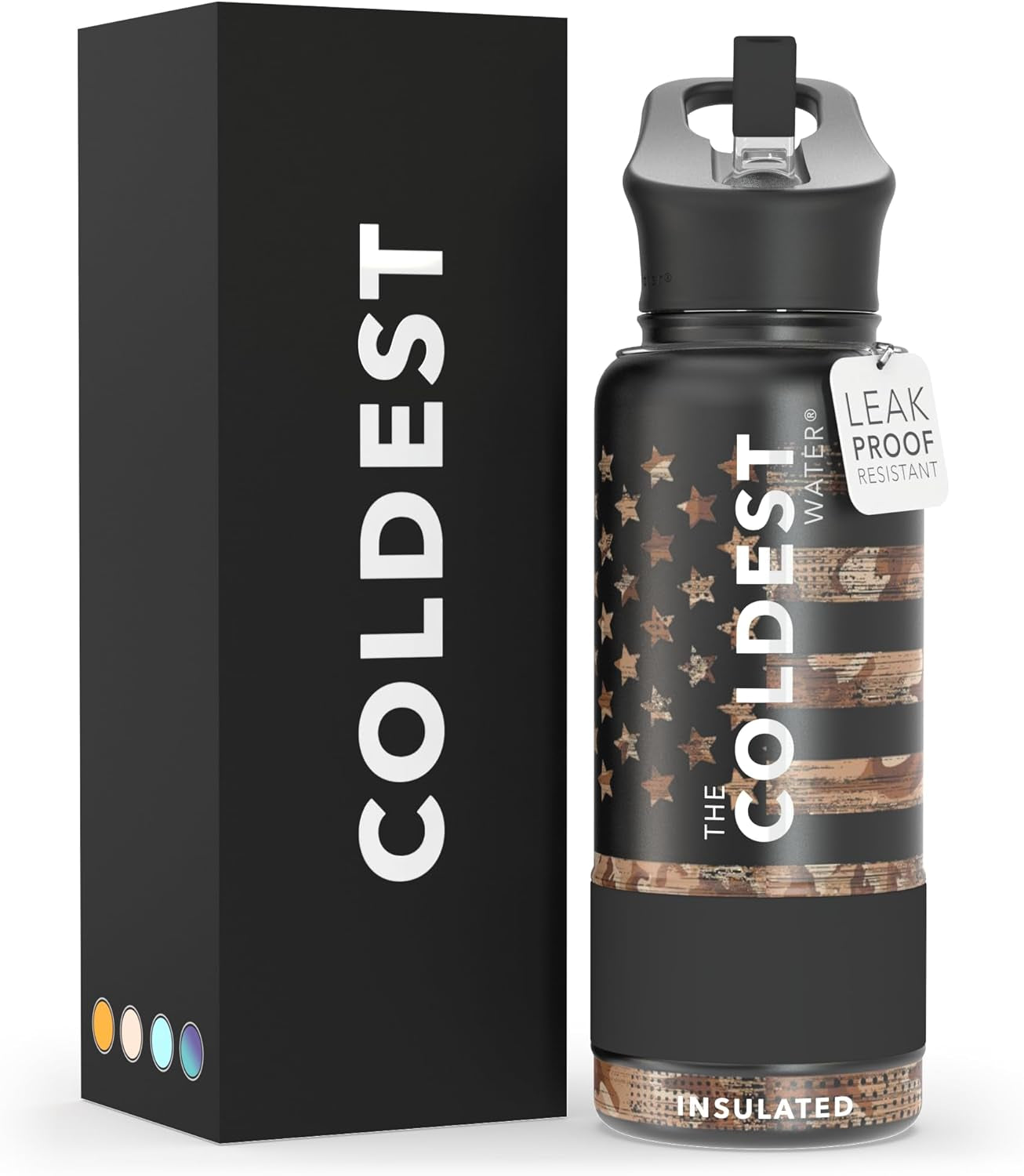 Coldest Insulated Water Bottle with Straw Lid - Stainless Steel Metal Insulated Bottle for Men & Women (Oceanic Green, 32 Oz)