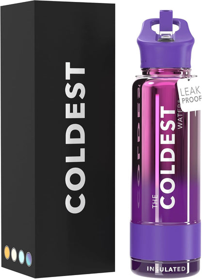 Coldest Insulated Water Bottle with Straw Lid - Stainless Steel Metal Insulated Bottle for Men & Women (Oceanic Green, 32 Oz)