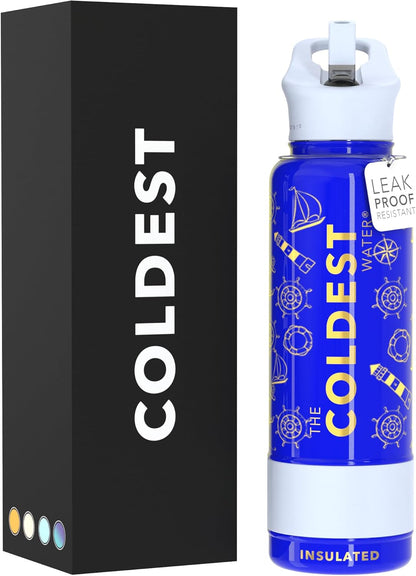 Coldest Insulated Water Bottle with Straw Lid - Stainless Steel Metal Insulated Bottle for Men & Women (Oceanic Green, 32 Oz)