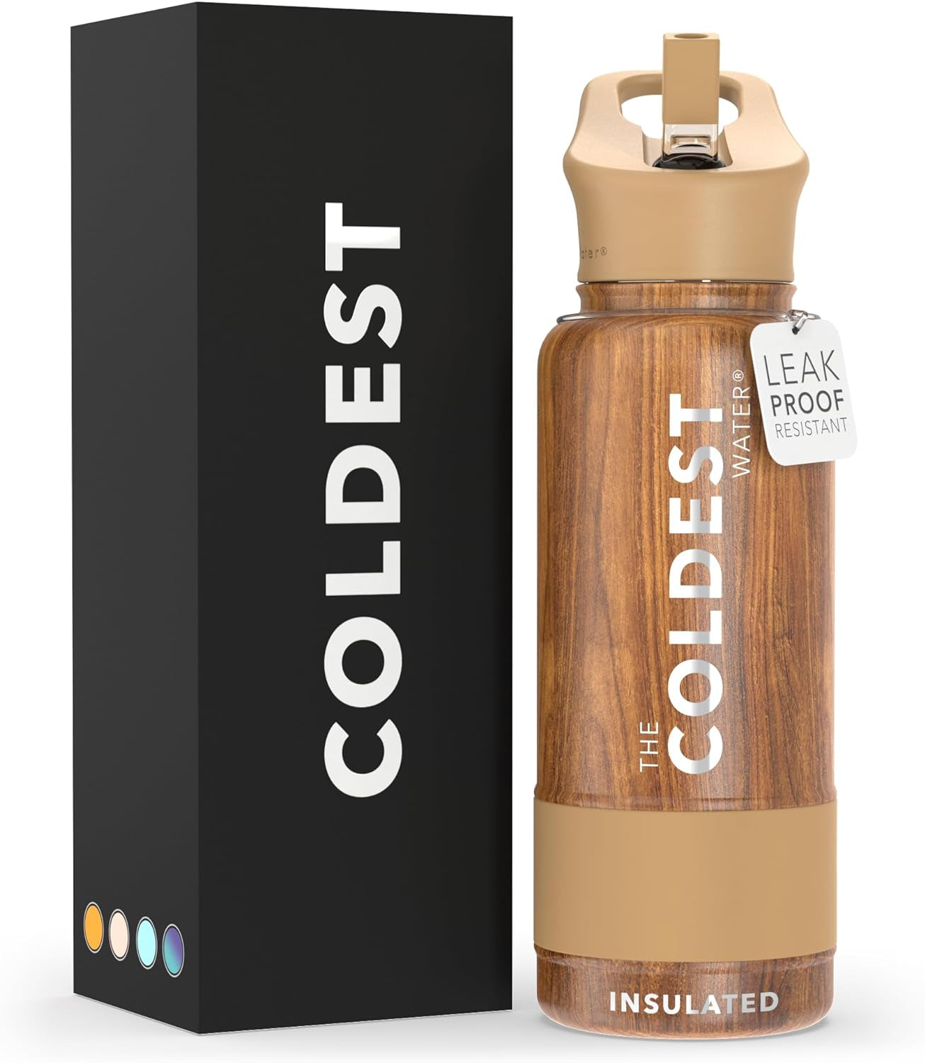 Coldest Insulated Water Bottle with Straw Lid - Stainless Steel Metal Insulated Bottle for Men & Women (Oceanic Green, 32 Oz)